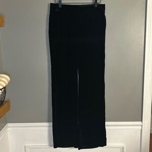 J.Crew Favorite Fit Black Velvet Pants, Sz 2, Wide Leg Trouser, Rayon, Silk